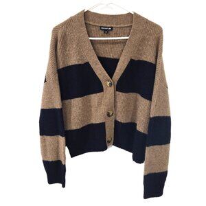 Whistles Sz Medium Stripe Ribbed Cardigan